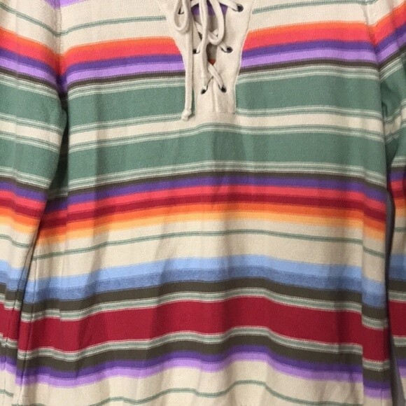 Chaps basketweave stitch lace up cotton top size medium - Picture 5 of 12